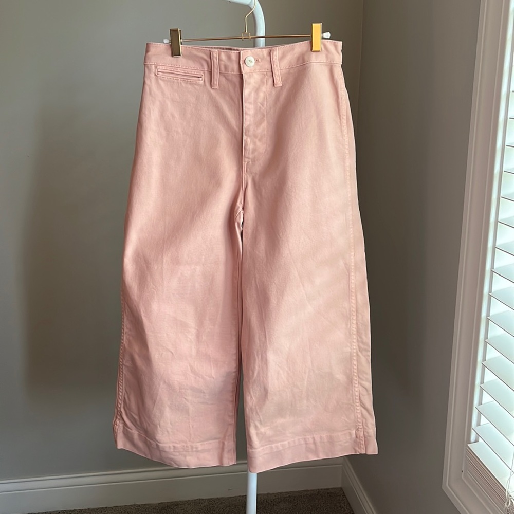 Madewell Wide Leg Cropped Pants in Light Pink